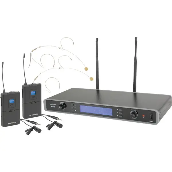 Image of Citronic Citronic RU210-N Dual Multi-UHF Neckband/ Tie Clip Lavalier Microphone System RU210H