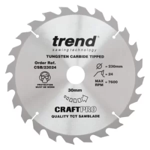 Image of Trend CRAFTPRO Wood Cutting Saw Blade 230mm 24T 30mm