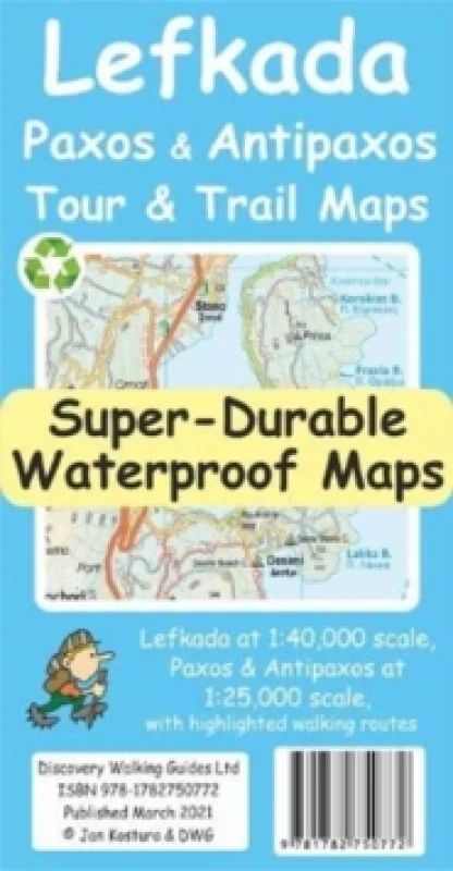 Image of Lefkada, Paxos and Antipaxos Tour and Trail Maps Sheet map, folded