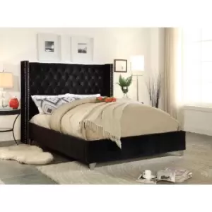 image of Adriana Bed Double Plush Velvet Black