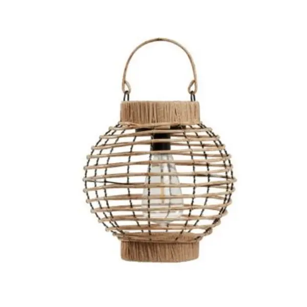 image of Rattan Solar Garden Lantern 3 Warm White LED - 23.5cm by Smart Solar