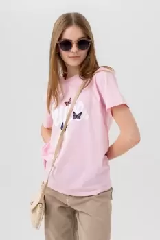 HYPE GIRLS Pink BUTTERFLY SCRIPT T-SHIRT