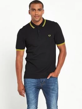 Image of Fred Perry Original Twin Tipped Polo Shirt - Black/Yellow Size M Men