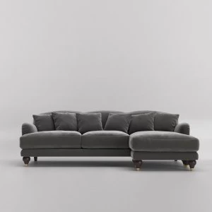 Image of Swoon Holton Velvet Corner Sofa - Right Hand Side - Corner Sofa - Granite