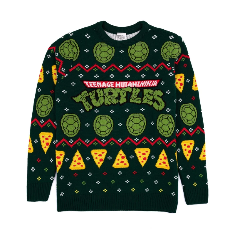 Image of Teenage Mutant Ninja Turtles Teenage Mutant Ninja Turtles Men Christmas Jumper in Green Size: Small Green S Male 5060977371591