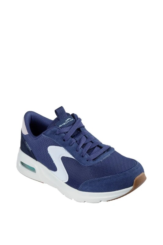 Image of Skechers Womens Skech-Air Court Air Wave Canvas Trainers UK Size 4 (EU 37) Navy multi SKE2324-NVMT-4