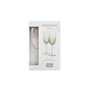 image of Denby Monsoon Lucille Gold White Wine Glass Pack Of 2