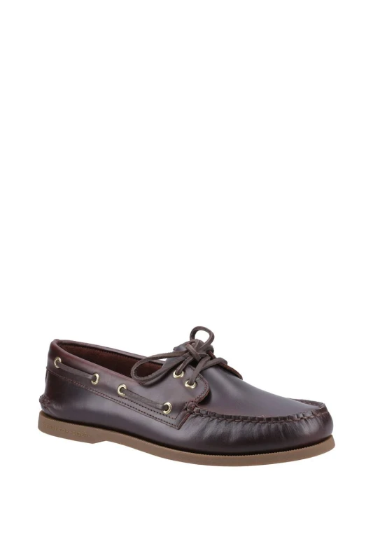 Image of Sperry Mens Authentic 2 Eye Wide Fit Boat Shoe in Brown Size: 12 Brown Male 12