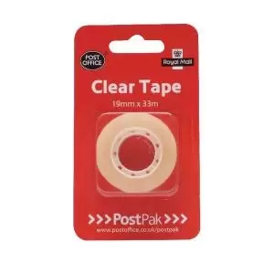 image of Postpak Clear Sticky Tape 19mmx33m Pack of 12 7UB70980 UB70980