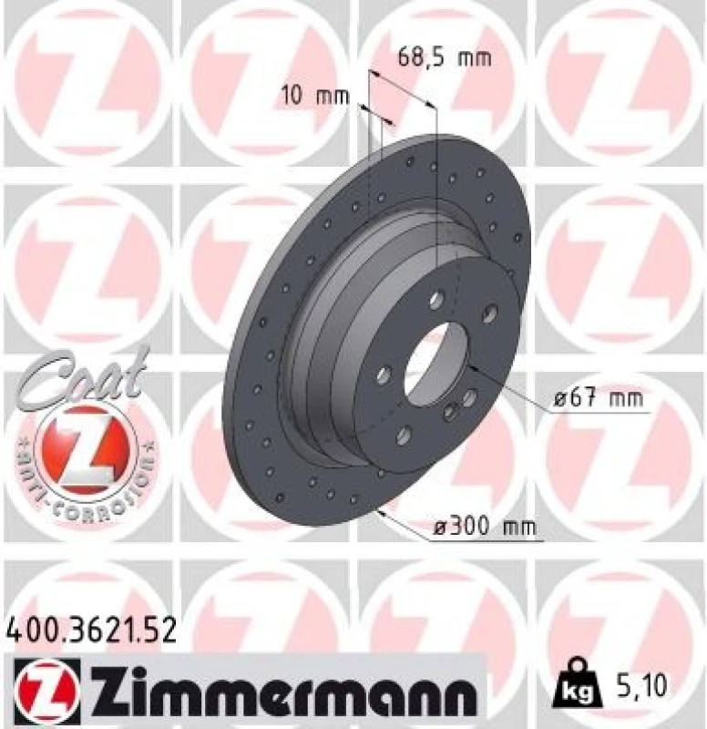 Image of ZIMMERMANN Brake disc ZIMMERMANN 400.3621.52