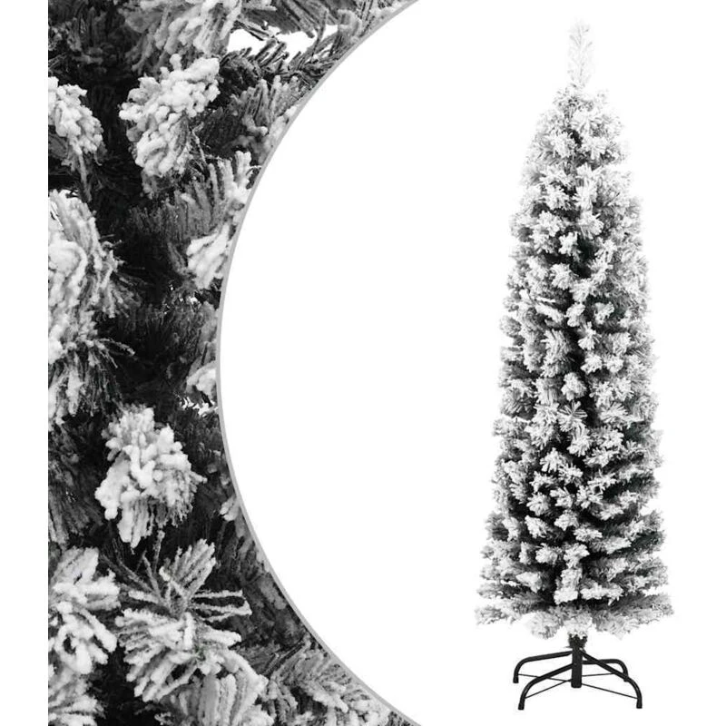 Image of VIDAXL Slim Artificial Christmas Tree with Flocked Snow Green 150cm pvc Vidaxl 8720286011522