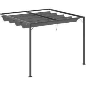 3 x 3(m) Outdoor Pergola Retractable Canopy Wall Mounted Gazebo Grey - Grey - Outsunny