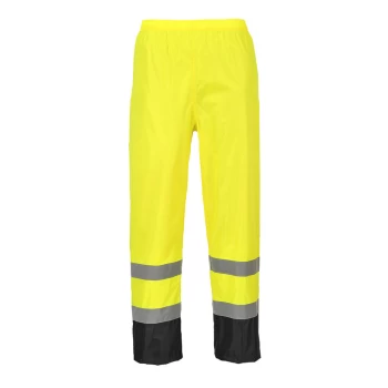 Image of Classic Hi Vis Contrast Rain Trousers Yellow / Black 3XL