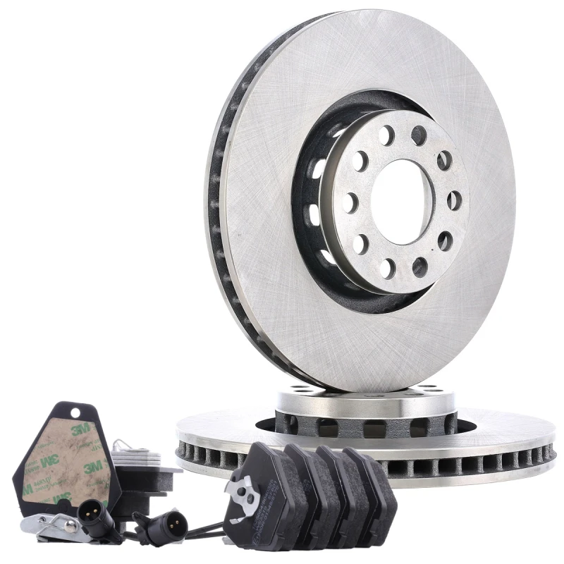 Image of RIDEX 3405B2546 Brake disc and pads set Front Axle, Brake Disc Type: Externally Vented, incl. wear warning contact Brake Set,disc brakes (3405)