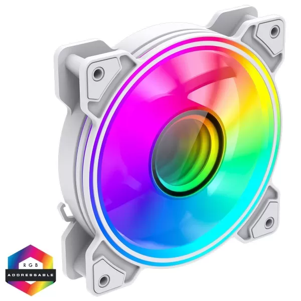 image of GameMax Infinity 120mm ARGB Dual-Ring White Fan