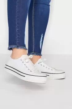 Image of Extra Wide Fit Canvas Platform Trainers