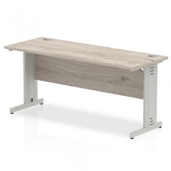 Image of Trexus Slim Rectangular Desk Silver Cable Managed Leg 1600x600mm Grey