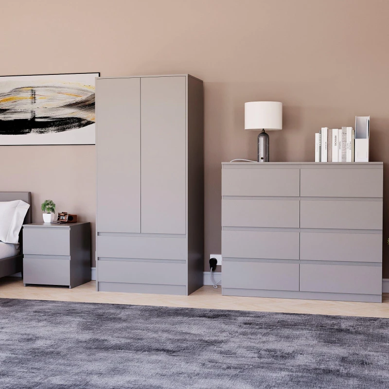 Image of Lassic Vida Designs 3 Piece Denver Bedroom Set 5 Grey unisex One Size
