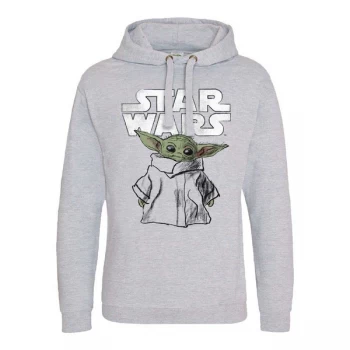 Image of Mandalorian - Child Sketch Unisex Large Hooded Sweatshirt Pullover - Grey