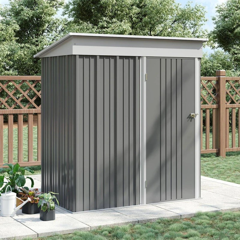 Image of Breeins Outdoor 5x3fts Metal Garden Storage Shed Grey Grey M