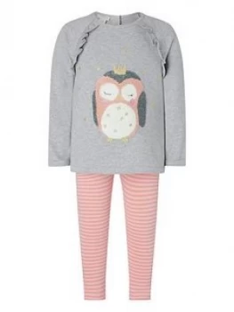 Monsoon Baby Girls Owl Top & Legging Sweat Set - Grey, Size 2-3 Years