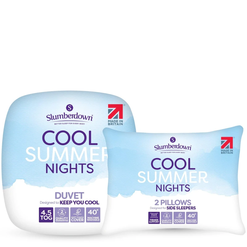 Image of Slumberdown Slumberdown Cool Summer Nights 4.5 Tog Summer Duvet With 2 Firm Support Pillows in White Size: Super King White Super King Unisex 506101