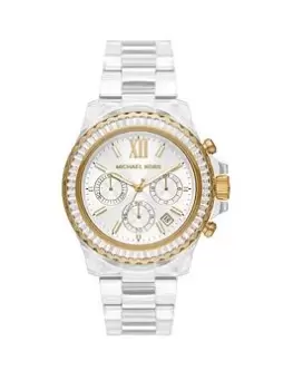 Image of Michael Kors Everest Clear Castor Oil Ladies Watch, White, Women