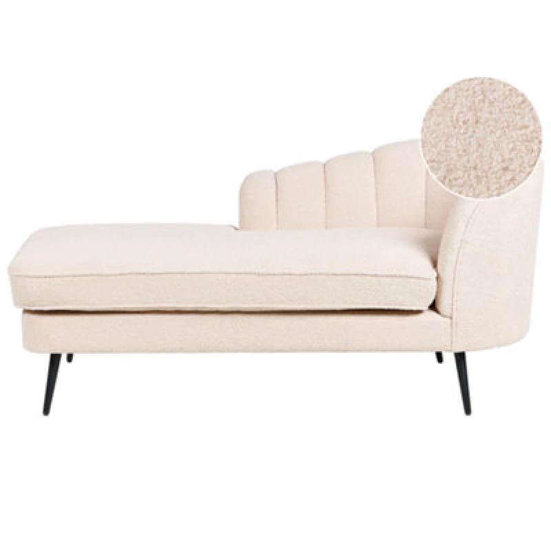 Image of Beliani Right-Hand Chaise Lounge Allier Boucle Light Beige