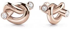 image of Guess Womens Rose Gold Knot Stud Earrings UBE29014 Jewellery