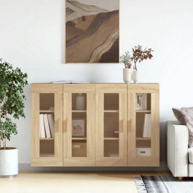 Image of Vidaxl Wall Mounted Cabinets 2 Pcs Sonoma Oak Engineered Wood