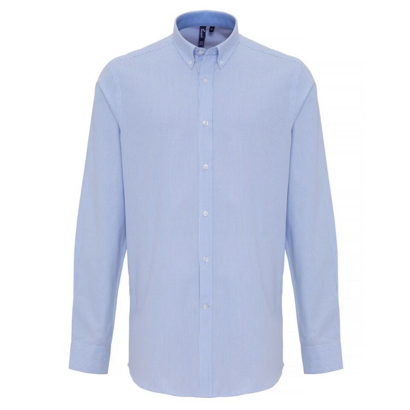 Image of Premier Premier Men Cotton Rich Oxford Stripe Shirt in White Size: Small White S Male 5059269013882