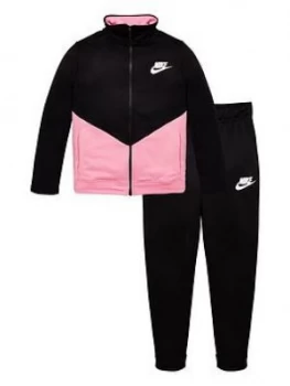 Image of Nike Sportswear Older Girls Futura Tracksuit - Black/Pink