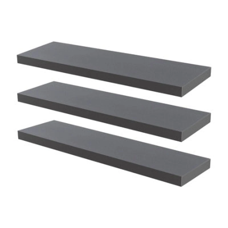 Image of Harbour Housewares Modern Floating Wall Shelves - 80cm - Pack of 3 Grey