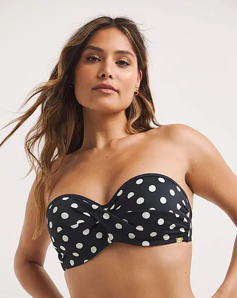 Image of Panache Anya Riva Bandeau Bikini Top Navy Spot Female 36H MY84537