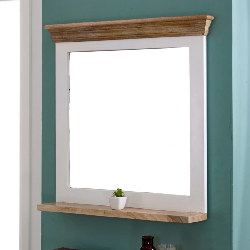 Image of Indian Hub Alfie Mirror Frame With Shelf Solid Mango Wood