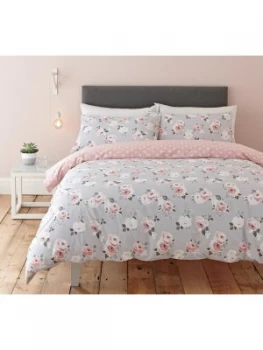 image of Cath Kidston Paper Rose 100 percent Cotton 200 Thread Count Duvet Cover Set