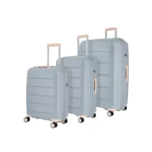 image of Rock Luggage Tulum NG62402 8 Wheel Grey Suitcase 3Pcs Set