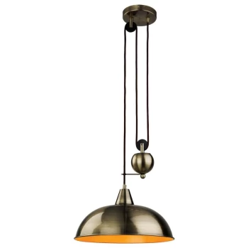 Image of Firstlight - Century - 1 Light Rise & Fall Dome Ceiling Pendant Antique Brass, E27