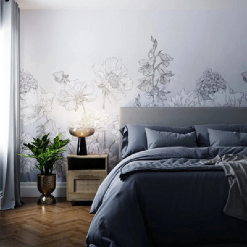 Image of Superfresco Easy Muted Floral Light Blue Print To Order Fixed Size Mural