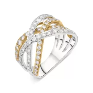 image of 18ct Rose and White Gold Diamond Four Row Crossover Band Ring