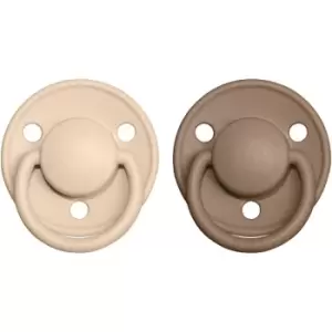 Image of BIBS De Lux Natural Rubber Size 2: 6+ months dummy Vanilla / Dark Oak 2 pc
