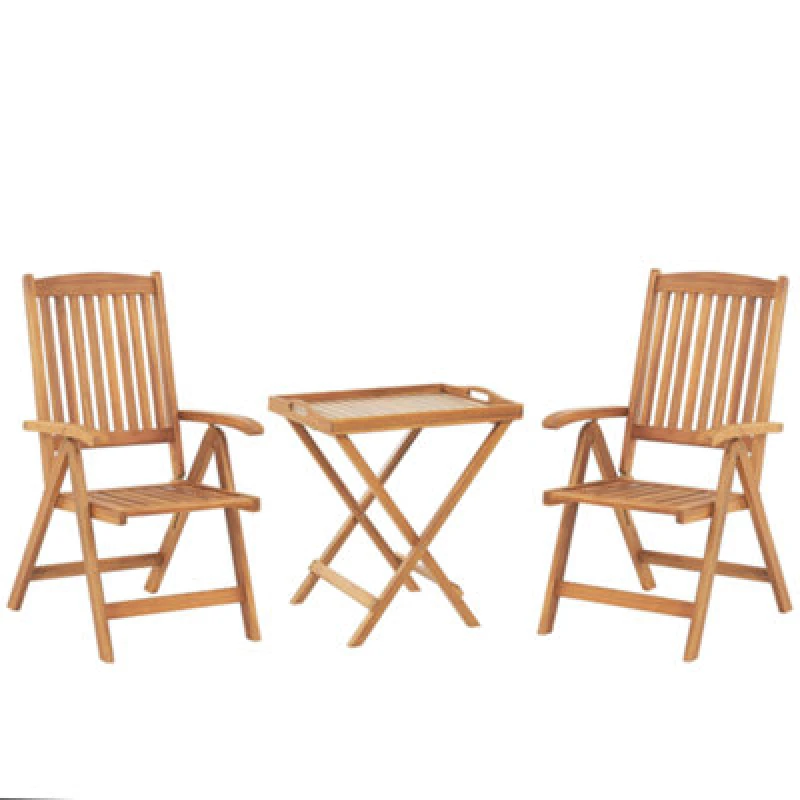 Image of Beliani Bistro Set Folding Java Acacia Wood Light Brown