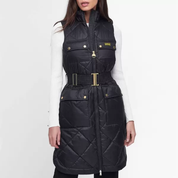 Image of Barbour International Orbit Belted Faux Leather Gilet - UK 14