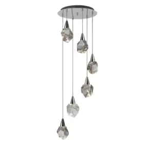 image of Aquaria 6 Light Cluster Pendant Ceiling Light Chrome, Transparent 3000K 2700Lm