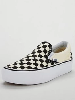 image of Vans Classic Checkerboard Slip-on Platform - Monochrome, Black/White, Size 5, Women