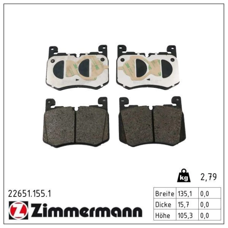 Image of ZIMMERMANN Brake pad set ZIMMERMANN 22651.155.1