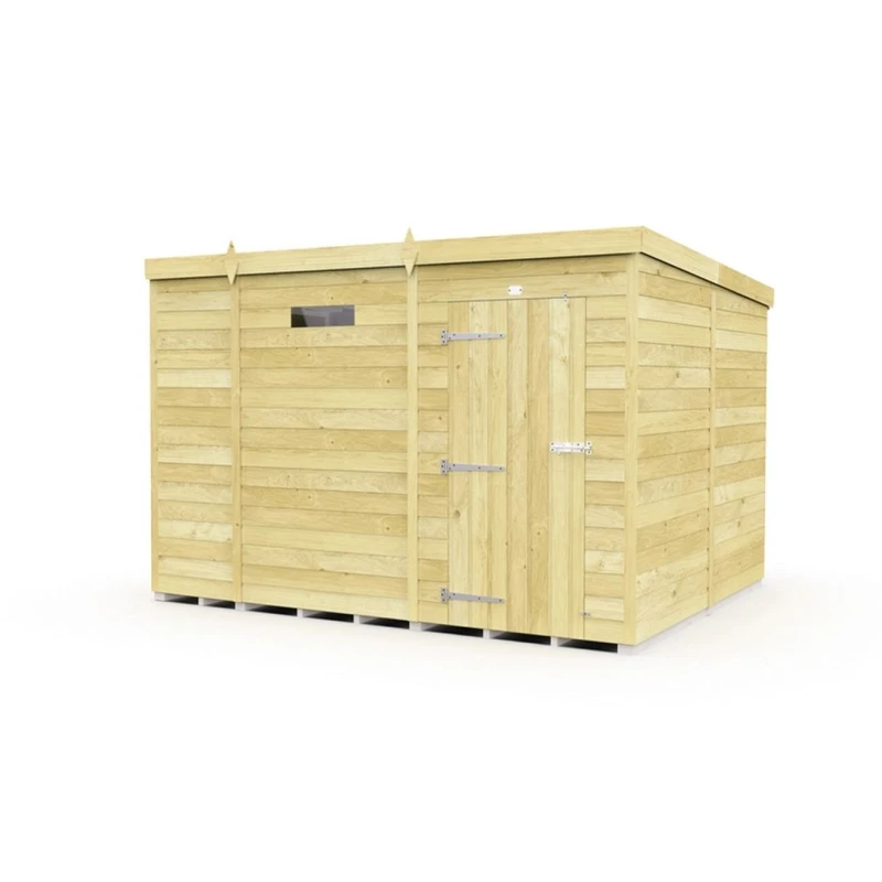 Image of Buttercup Farm 9 x 8 Feet Pent Security Shed - Single Door - L231 x W276 x H201cm in Brown Brown Unisex