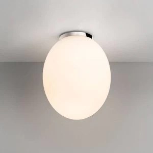 image of 1 Light Bathroom Flush Globe Ceiling Light White Glass IP44, E27