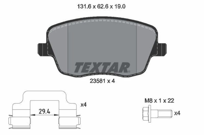 Image of Brake pad set TEXTAR 2358101