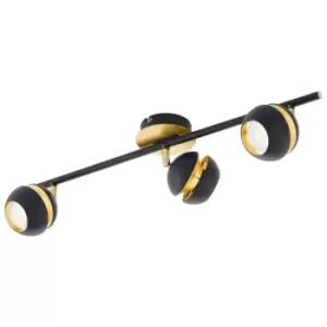 image of Netlighting Nocito 3 Light Triple Spotlight Matt Black, Gold, GU10